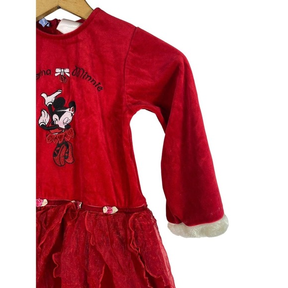 Minnie Mouse Dress Ballerina 5T World of Disney Red Velvet Party Christmas Vtg - Picture 5 of 10